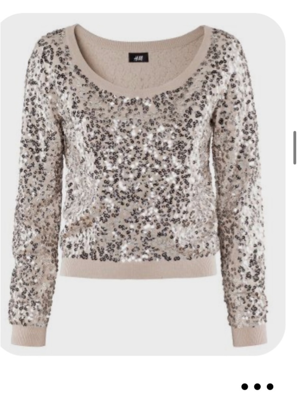 H&M Women's Beige Sequin Scoop Neck Sweater